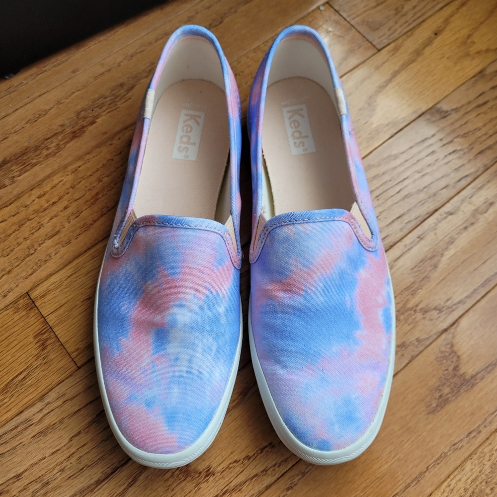 Keds Champion Pink/Blue Tie Dye Canvas Slip-On Sneakers 5.5